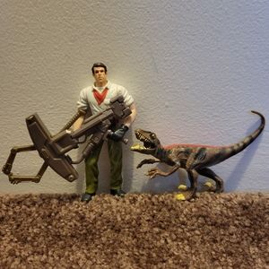 Jurassic Park 3 Alan Grant & Velociraptor 2000 Hasbro Dinosaur Toy Action Figure
